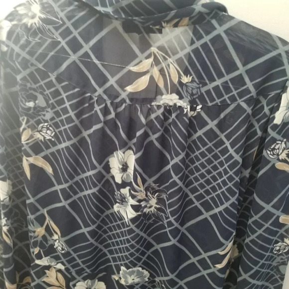 Modcloth Blue Floral Semi  Sheer Dress Belted XL - Picture 10 of 11